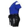 Blue 4XL Faux Leather Shorts Set
