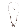 Brown Burnished Silver and Bead Elephant Necklace