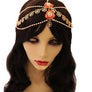 Gold and Red Clear Crystal Flower Head Chain