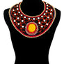 Multi Color with Black and White Bead Embroidered Bib Necklace Set