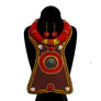 Brown Yellow and Red Bead Collar Long Bib Necklace Set with Cowrie Shell Detail