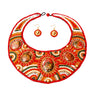 Red, White, and Orange Bead Round Collar Bib Necklace Set
