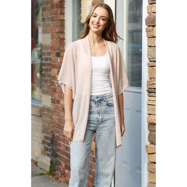 DIONA J STYLISH FASHIONABLE SOLID KIMONO CARDIGAN ONE SIZE COLOR BEIGE