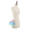 DIONA J TRENDY JELLY MULTI TONE SQUARE SHAPED HANDLE TOTE BAG COLOR BLUE/CLEAR