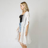 DIONA J PEARL DECO TRIM KIMONO W/DRAW STRIN ONE SIZE COLOR WHITE