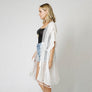 DIONA J PEARL DECO TRIM KIMONO W/DRAW STRIN ONE SIZE COLOR WHITE