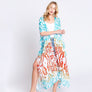 DIONA J DAMASK PRINT OPEN FRONT LONG KIMONO ONE SIZE COLOR BLUE