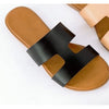 AMPLE-71 CUTOUT DETAIL UPPER FLAT SLIDE SANDAL Black 5.5