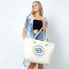 Diona J Evil Eye Shopping Beach Shoulder Tote Bag Ivory