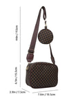 Small Brown Multi Handbag Checkered Vegan Leather Crossbody Bag with Coin Purse