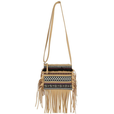 DIONA J WOMEN'S FASHION FRINGE BOHO CROSSBODY BAG COLOR TAN