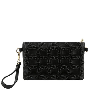 DIONA J WOMEN'S PATTERN DESIGN HAND ZIPPER CROSSBODY CLUTCH BAG COLOR BLACK
