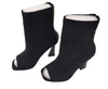 Women Peep Toe Vegan Suede Leather Ankle Boots for Girls – Black Flare Heel Booties with Zipper Closure