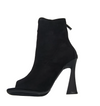 Women Peep Toe Vegan Suede Leather Ankle Boots for Girls – Black Flare Heel Booties with Zipper Closure
