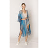 DIONA J TWO TONE LUREX KIMONO CARDIGAN ONE SIZE COLOR TURQUOISE