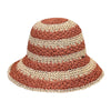 CC PAPER STRAW HAND CROCHET CLOTH IN 2 TONE STRIPES BUCKET HAT COLOR PINK