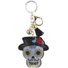 Halloween Rhinestone Skull with Hat Keychain