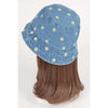 DIONA J FLOWRE EMBROIDERED DENIM BUCKET HAT COLOR LIGHT BLUE