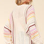 Haptics Full Size Striped Crochet Open Front Cardigan