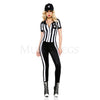 Half Time Referee 4 Pc Zip Up Striped White Black Halloween Costume Set Sz M/L