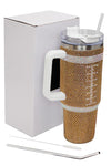 40oz Gameday Football Rhinestone Bling Glam Tumbler with Handle and Straw Stainless Steel and Double Wall Insulated