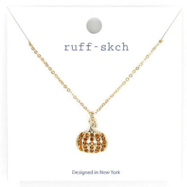 Halloween Rhinestone Pumpkin Pendant Necklace