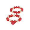 Valentine’s Day Bracelets Big Double Heart Beaded Bracelet for Women Red