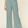 Double Take Full Size Texture Smocked Waist Wide Leg Pants