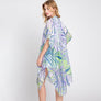 DIONA J HAND DRAWN TROPICAL LEAVES KIMONO ONE SIZE PURPLE
