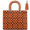 DIONA J 2IN1 OVAL PRINT FASHION HANDLE SATCHEL W WALLET SET COLOR BROWN