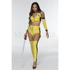 Kill Ninja 3 Pc Yellow Women's Halloween Cosplay Western Costume Set Size M/L