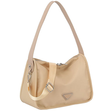 Diona J Designer Smooth Triangular Solid Shoulder Crossbody Bag Pouch Taupe