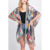 DIONA J MIX PRINT LIGHT WEIGHT KIMONO CARDIGAN ONE SIZE COLOR OLIVE