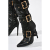 Cape Robbin Pointy Toe Buckle Over Knee Boots Black Size 11