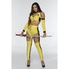 Kill Ninja 3 Pc Yellow Women's Halloween Cosplay Western Costume Set Size S/M