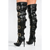 Cape Robbin Pointy Toe Buckle Over Knee Boots Black Size 6