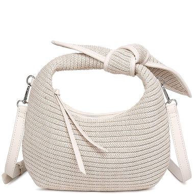 DIONA J FASHION KNOT HANDLE CHIC ZIPPER CROSSBODY BAG COLOR IVORY