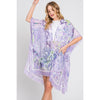 DIONA J WATERCOLOR GEOMETRIC PRINT KIMONO CARDIGAN ONE SIZE COLOR PURPLE