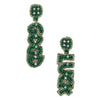 Good Luck Clover Dangle Earrings Sead Beaded Green Irish Holiday Party Jewelry