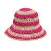 CC PAPER STRAW HAND CROCHET CLOTH IN 2 TONE STRIPES BUCKET HAT COLOR RUST