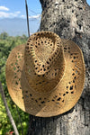 Wide brim gambler sun hat in handwoven  straw with