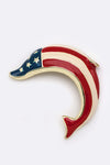 US Flag Dolphin Brooch