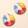 Beaded Rainbow Hoop Earrings - Bold & Colorful