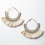 Natural Bead and Raffia Fan Hoop Earrings