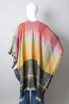 Colorblock & Stripe Ruana With Fringed Edges