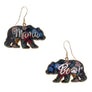 Diona J MAMA Bear Flower Pattern Dangle Earrings Mother's Day Jewelry Accessories
