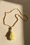 Beaded Tassel Necklace With Wooden Accents