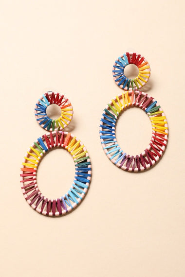 Colorful Raffia Hoop Statement Earrings