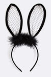Black Net Bunny Headband Easter Rabbit Ears Hair Hoop Easter Masquerade Headwear Rabbit Lace Hairband