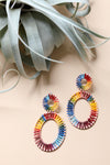 Colorful Raffia Hoop Statement Earrings